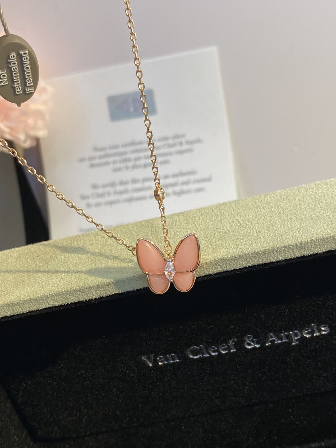 Van Cleef & Arpels Alhambra Butterfly Enamel Gold Pendant Necklace Van Cleef & Arpels Alhambra Butterfly Enamel Gold Pendant Necklace